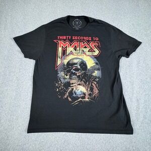 30 Thirty Seconds To Mars T-Shirt Mens L Skull Graphic Print Short Sleeve